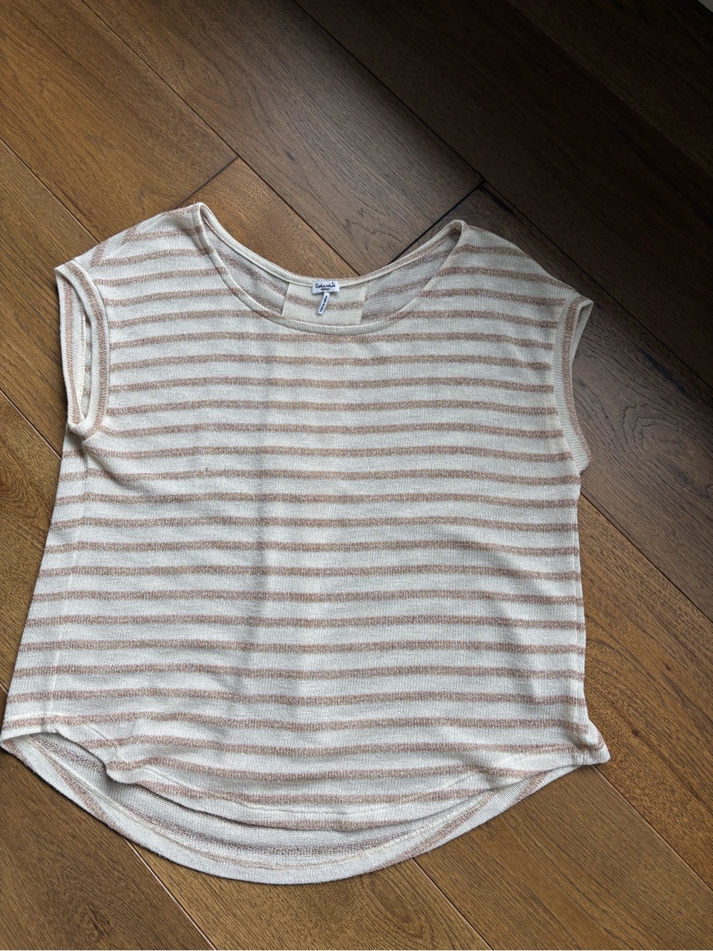 Splendid Cream and Gold Striped Knit Top